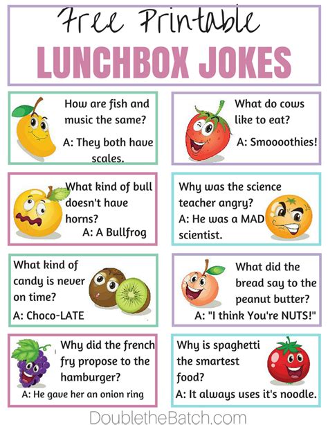 Printable School Lunch Jokes