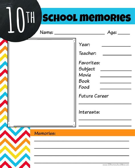 Printable School Memory Year