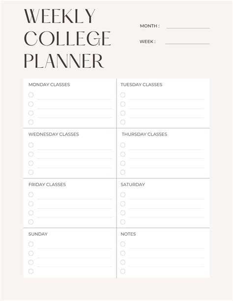 Printable School Planning College