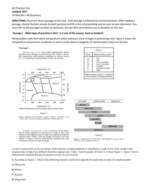 Printable Science Act Practice Questions