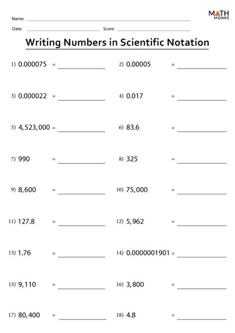 Printable Scientific Notation Worksheets