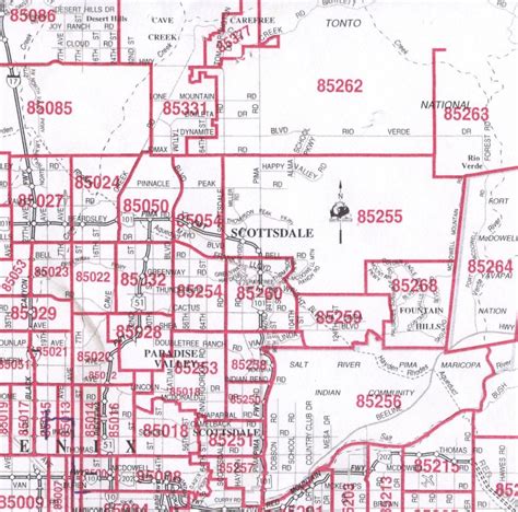 Printable Scottsdale Zip Code Map