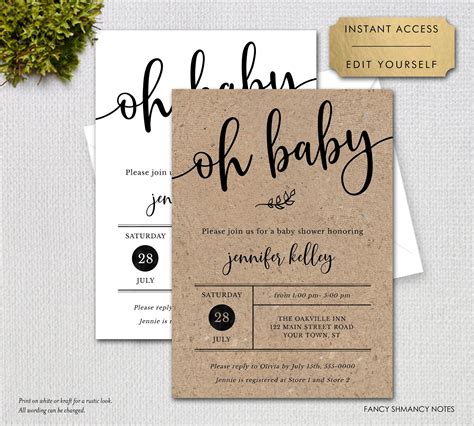 Printable Script For Baby Shower Invitations