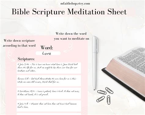 Printable Scripture Meditation Sheet