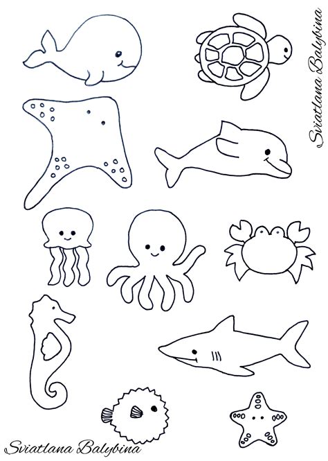 Printable Sea Creature Drawing Outlines