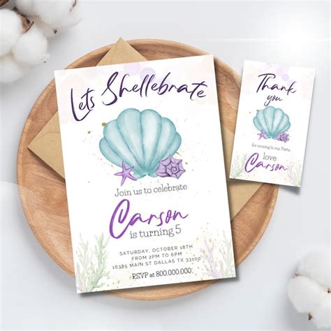Printable Seashell Birthday Invitations