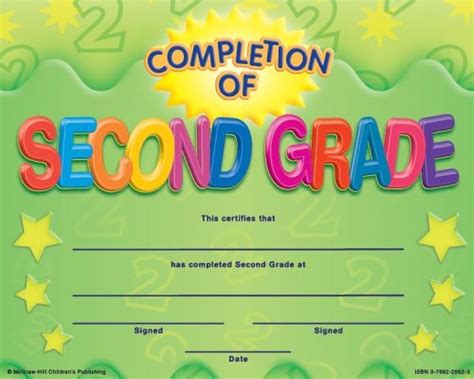 Printable Second Grade Incentive Certificates