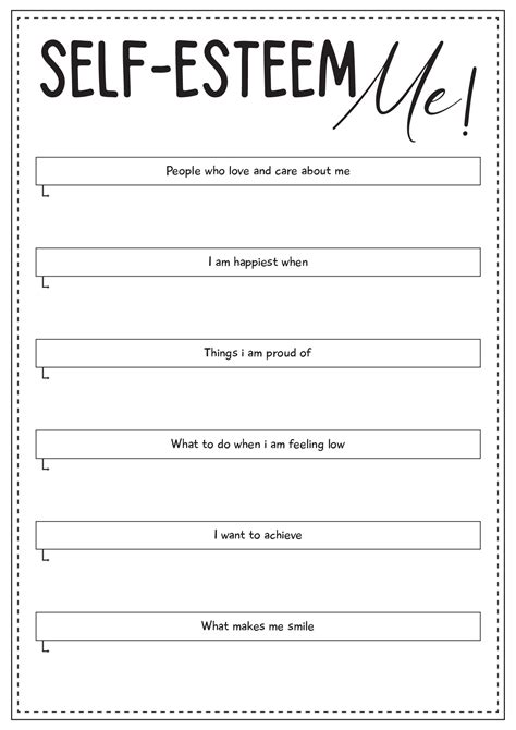 Printable Self Esteem Worksheets For Elementary Students