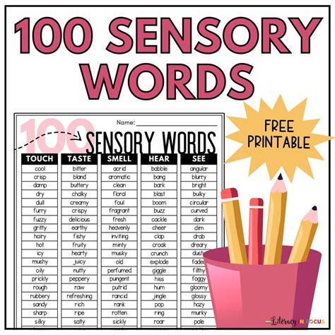 Printable Sensory Words List