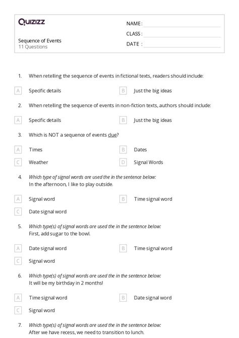 Printable Sequence Worksheets 4Th Grade