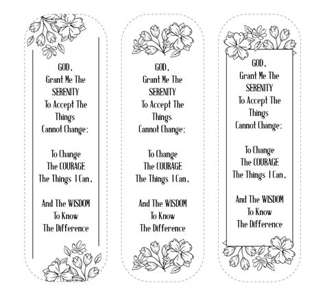 Printable Serenity Prayer Bookmark
