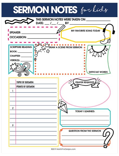 Printable Sermon Note Taking Sheet For Kids