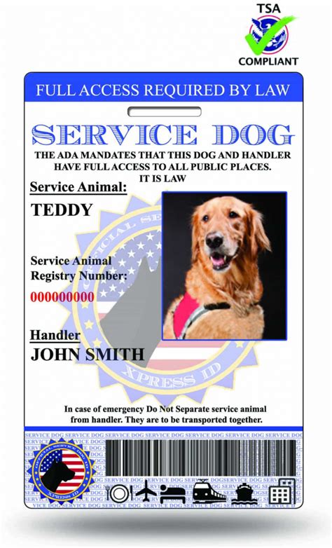 Printable Service Dog Card