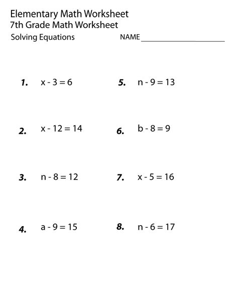 Printable Seventh Grade Math Worksheets