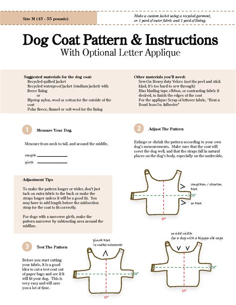 Printable Sewing Patterns For Dog Coats