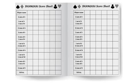 Printable Shanghai Score Card