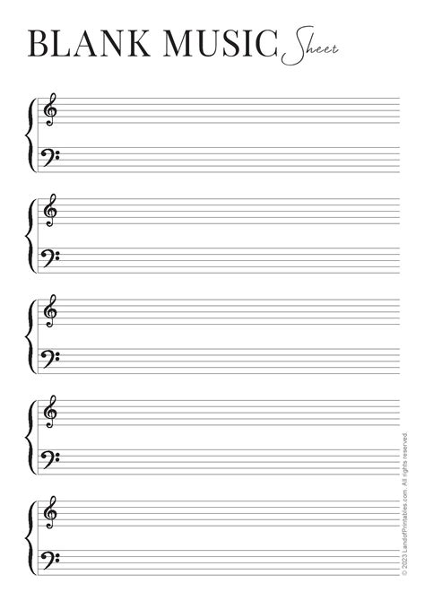 Printable Sheet Music Notecard Empty