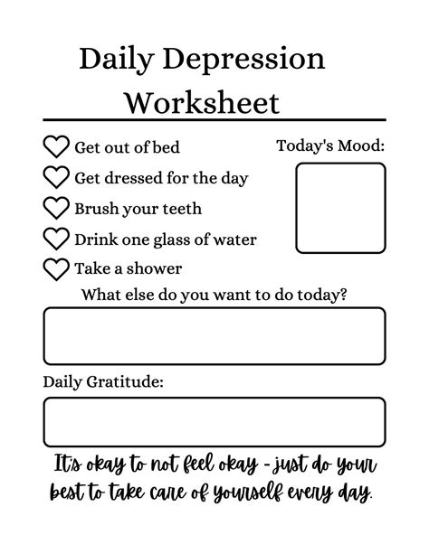 Printable Sheets About Depression