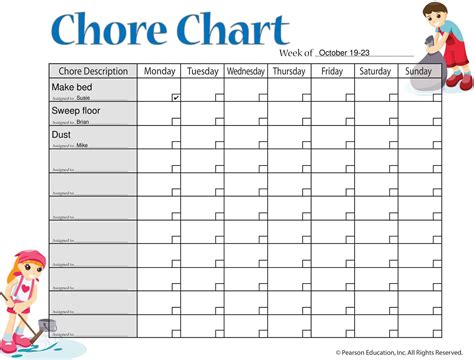 Printable Sheets Chore Chart