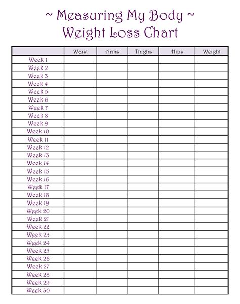Printable Sheets For Weight Loss