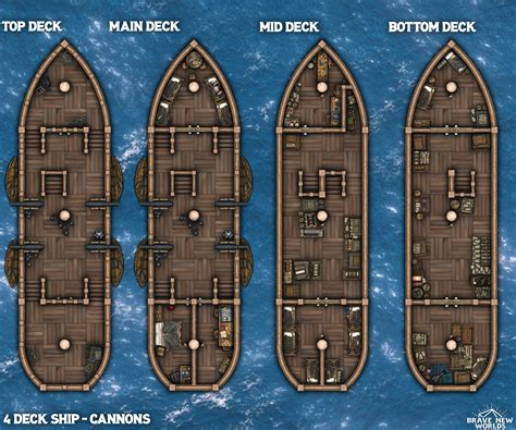 Printable Ship Deck Battlemap