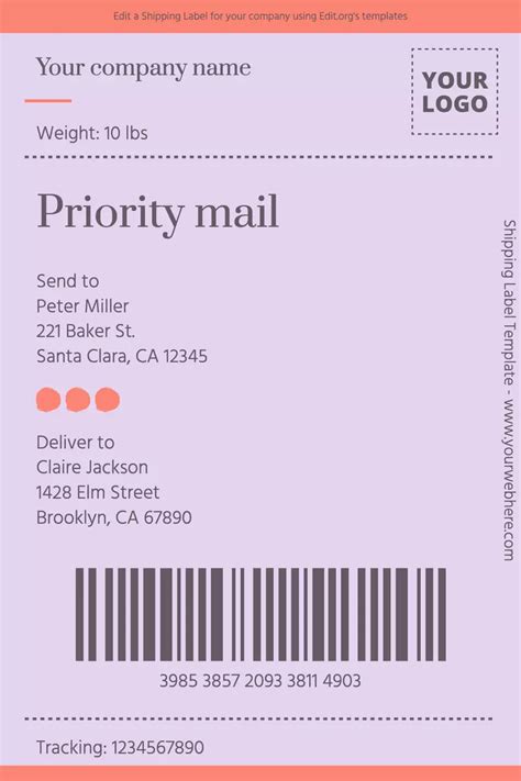 Printable Shipping Address Label