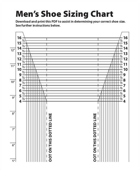 Printable Shoe Size Chart Width Mens