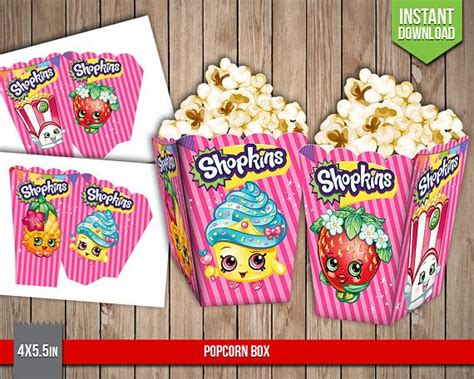 Printable Shopkins Popcorn Foldable