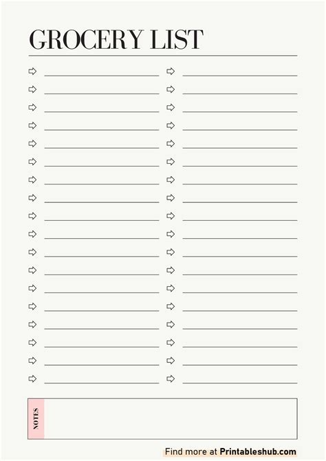 Printable Shopping List Blank