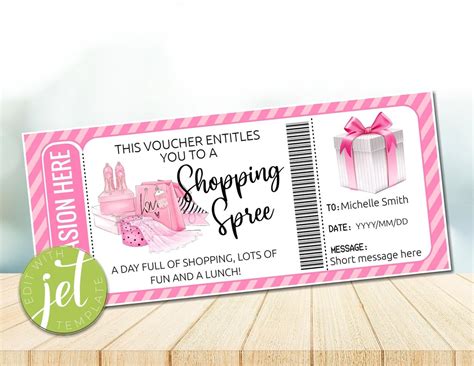 Printable Shopping Spree Certificate