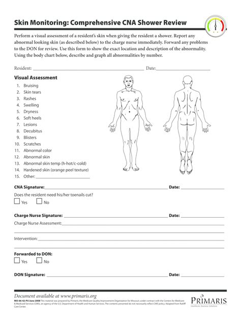 Printable Shower Sheets For Cna