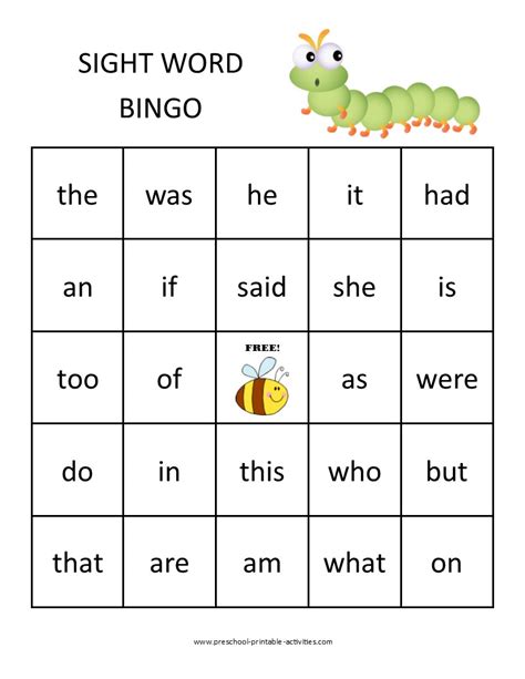 Printable Sight Word Games Pdf