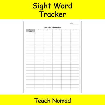 Printable Sight Word Tracking