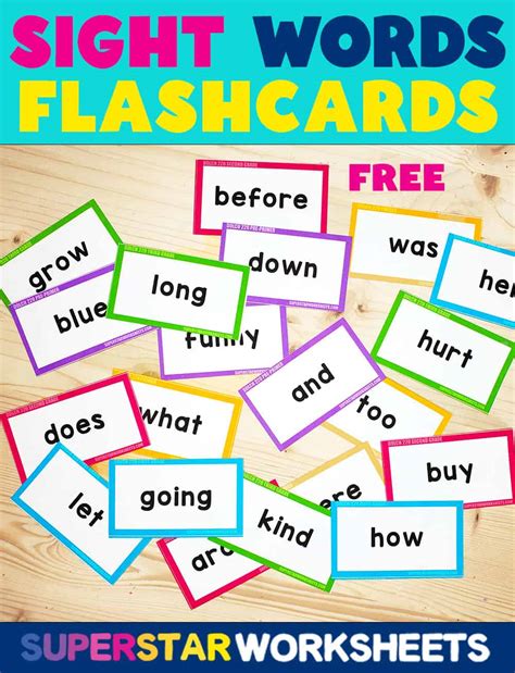 Printable Sight Words Flash Cards For Kindergarten