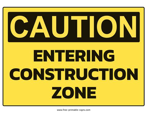 Printable Sign For Construction Zone
