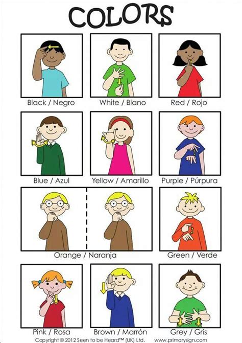 Printable Sign Language Colors