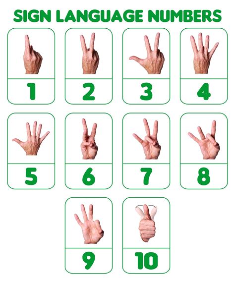 Printable Sign Language Numbers Sheets