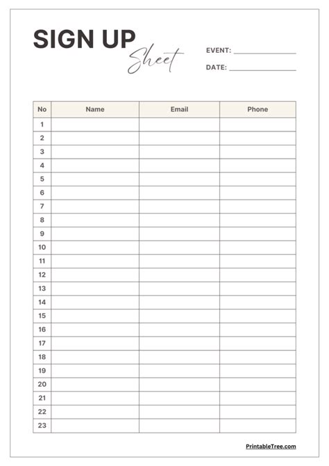 Printable Sign Sheet Pdf