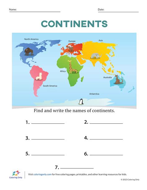 Printable Signs For Continents
