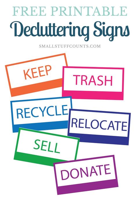 Printable Signs To Help You Declutter