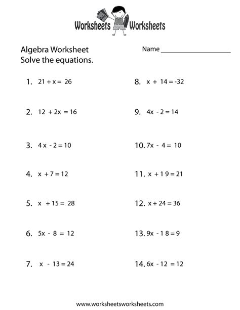 Printable Simple Algebra Problems