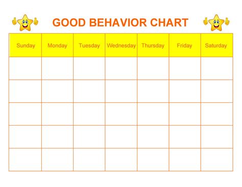 Printable Simple Behavior Chart For A First Grade Child