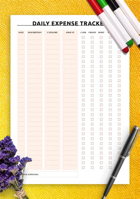 Printable Simple Daily Expense Tracker