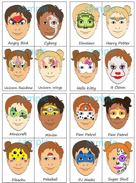 Printable Simple Facepaint Designs