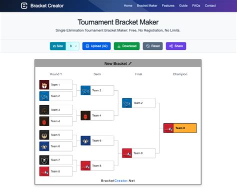 Printable Single Elimination Tournament Bracket Maker