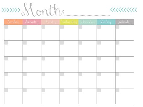 Printable Single Month Calander