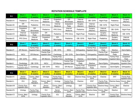 Printable Six Day Rotation Schedule