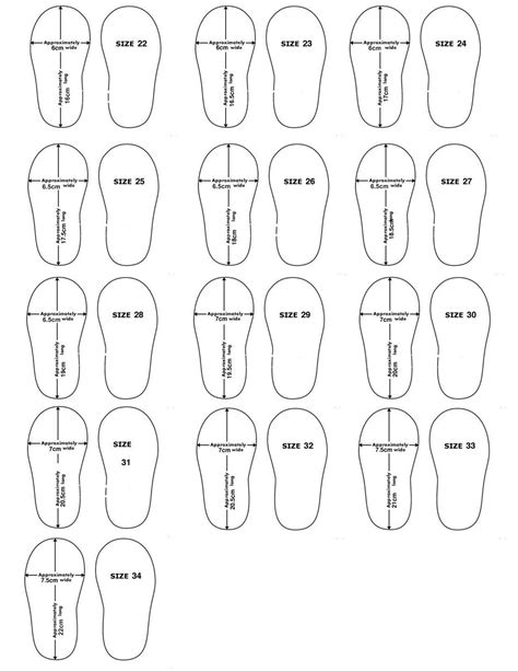 Printable Size Shoes Template