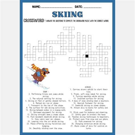 Printable Skiing Crossword Puzzles