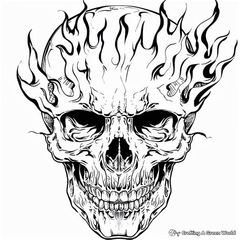 Printable Skull Face With Flames